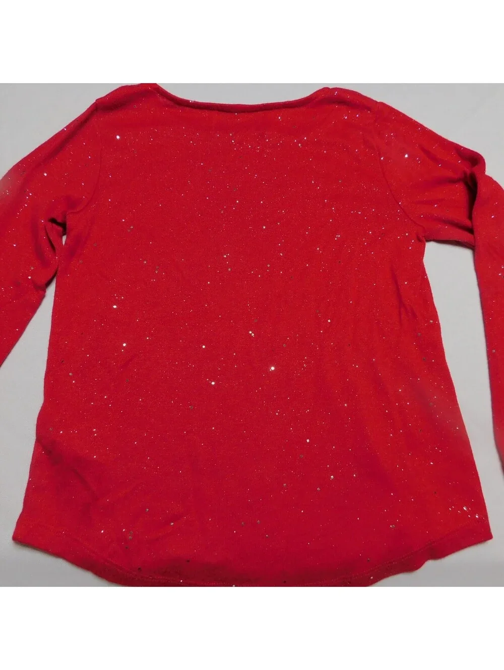 Old Navy Girls Red Glitter Long Sleeve Shirt Size Small (6-7)